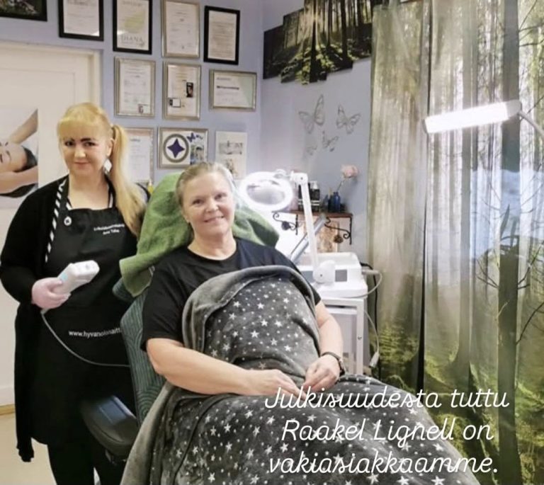 Raakel Lignell Hifu kasvojenkohotuksessa Hyvän Olon Aitassa