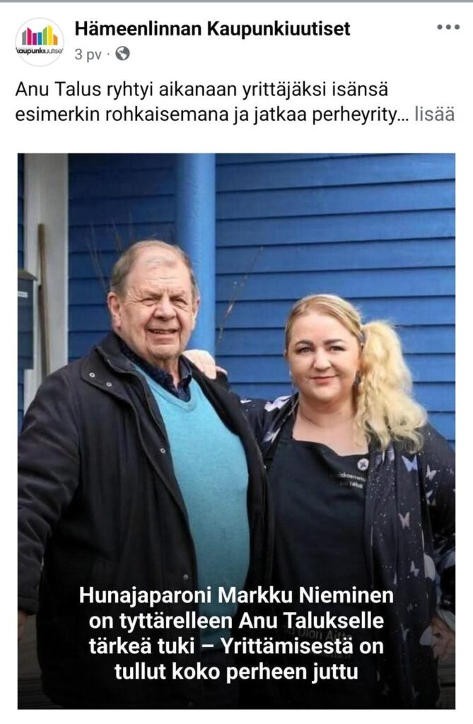 Hyvän Olon Aitan myymälän ja hoitolan perustajat isä ja tytär Kaupunkiuutisten haastattelussa.